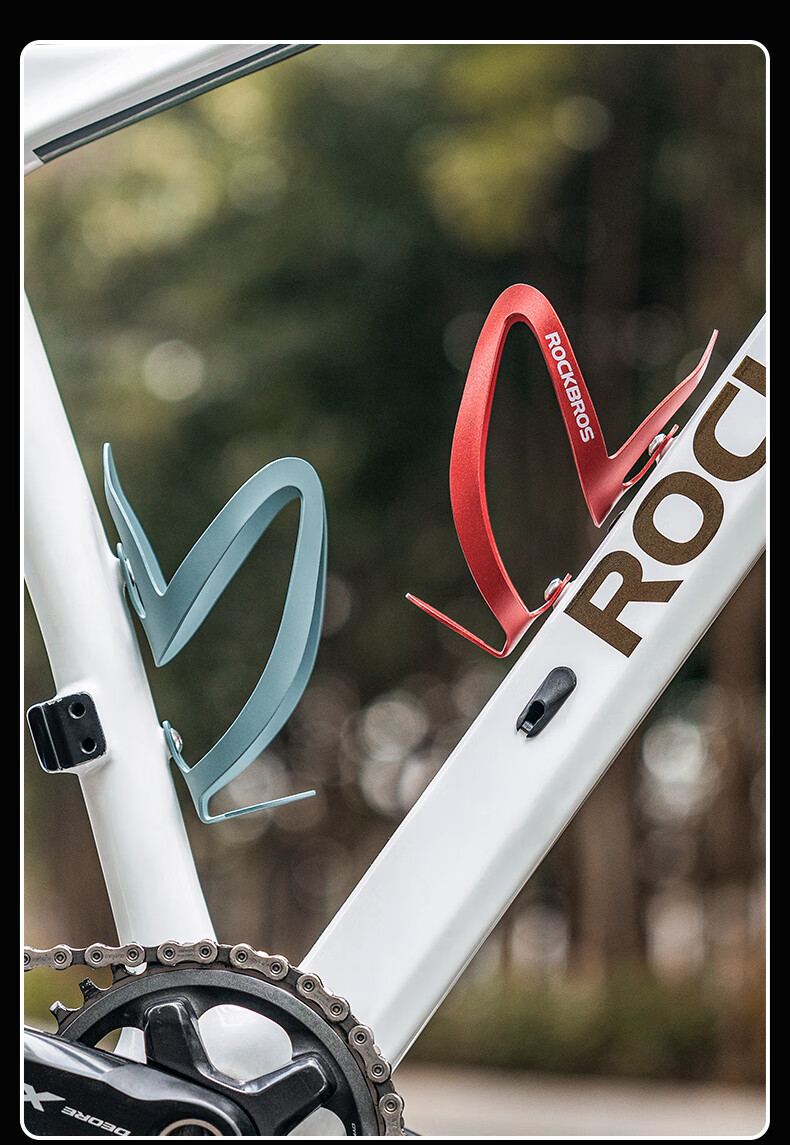 ROCKBROS Bicycle Water Bottle Holder for Mountain Bike, Road Bike, Folding Bike, Aluminum Alloy Cup Holder Cycling Accessory Accessory, Porcelain White 9