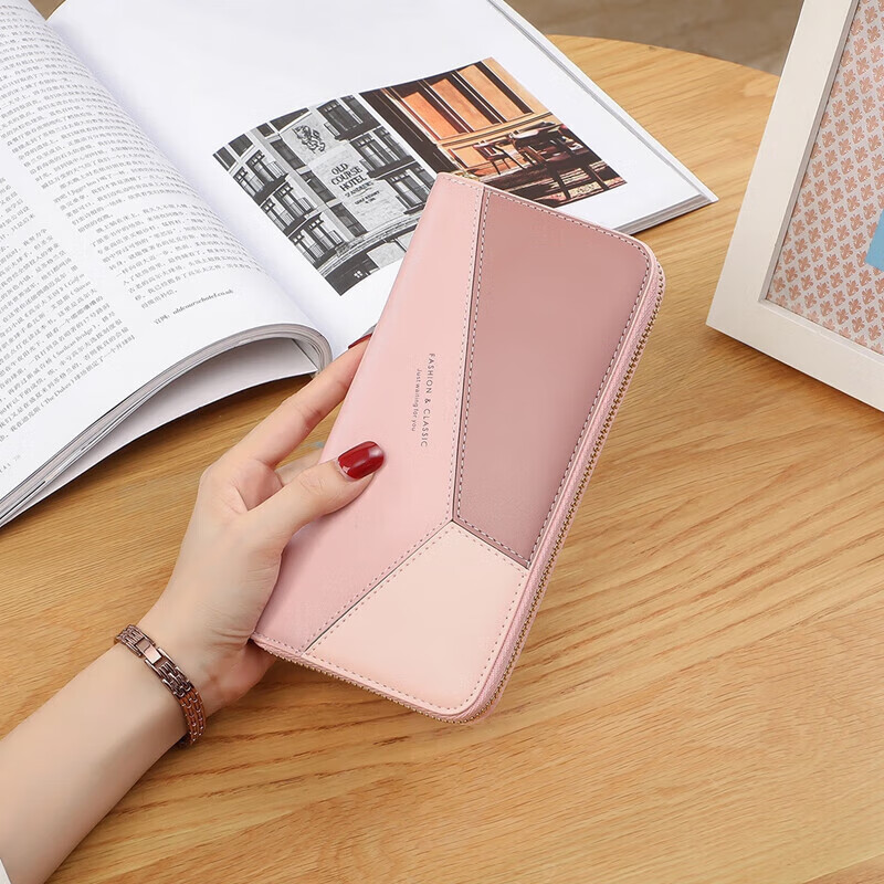 YUYULA Leather Women's Wallet, Long Zipper Purse, Mom's Clutch, Multi-Card Slots, Multifunctional, Large Capacity Coin Purse