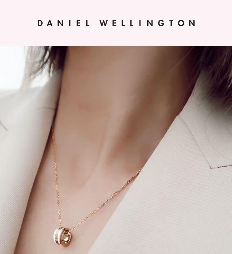 DanielWellington [Same As Ma Sichun], DW Necklace for Women, Satin White Rose Gold Collarbone Chain, DW153 Birthday Gift 1