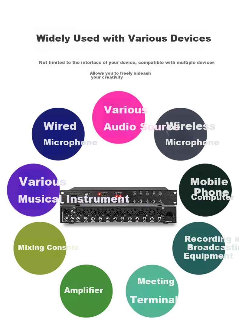 Shuledi AV-2306 Domestic Wired Microphone Mixer, Conference Microphone Expander, 48V Power Supply, Professional Audio Equipment (12 Channels) 18