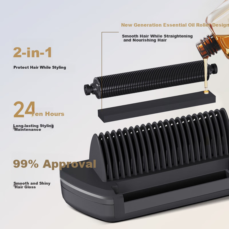 Jindao Direct Hair Comb Essential Oil Treatment for Frizzy Hair Improvement, Multi-Functional Roller Curling Iron Straight Flat Iron Styling Comb High Crown Hairstyle KD389 Portable Mid-Autumn Festival Gift Birthday Present