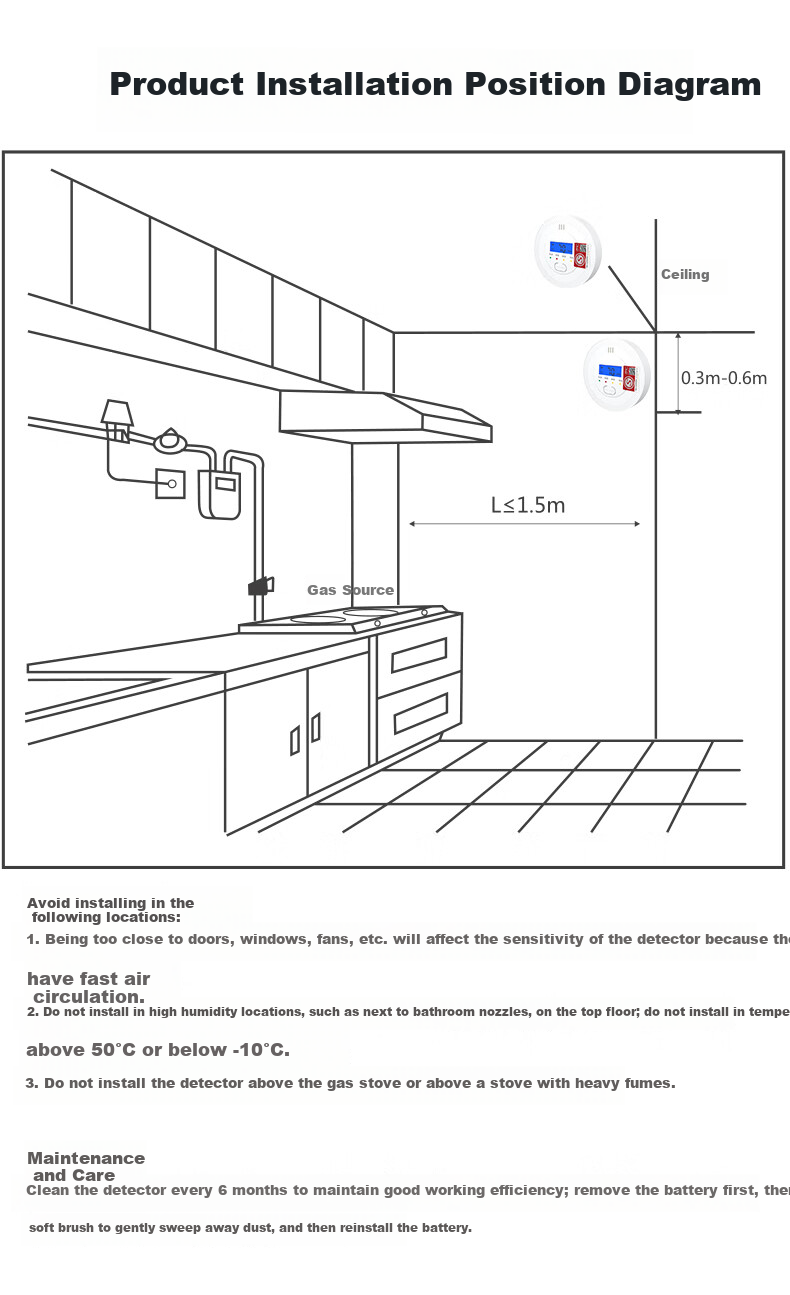 PGST Carbon Monoxide Alarm, CO Detector, Coal Boiler Charcoal Warning Device, Gas Leak Detection Alarm 11