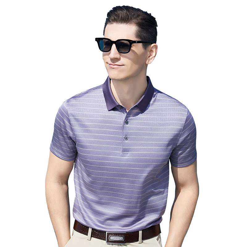 Andongniao [Three Acids & Mulberry Silk] Draping, Easy-Care Silky Cool-Feeling T-Shirt Short-Sleeve POLO Shirt for Men, Summer Luxury Top