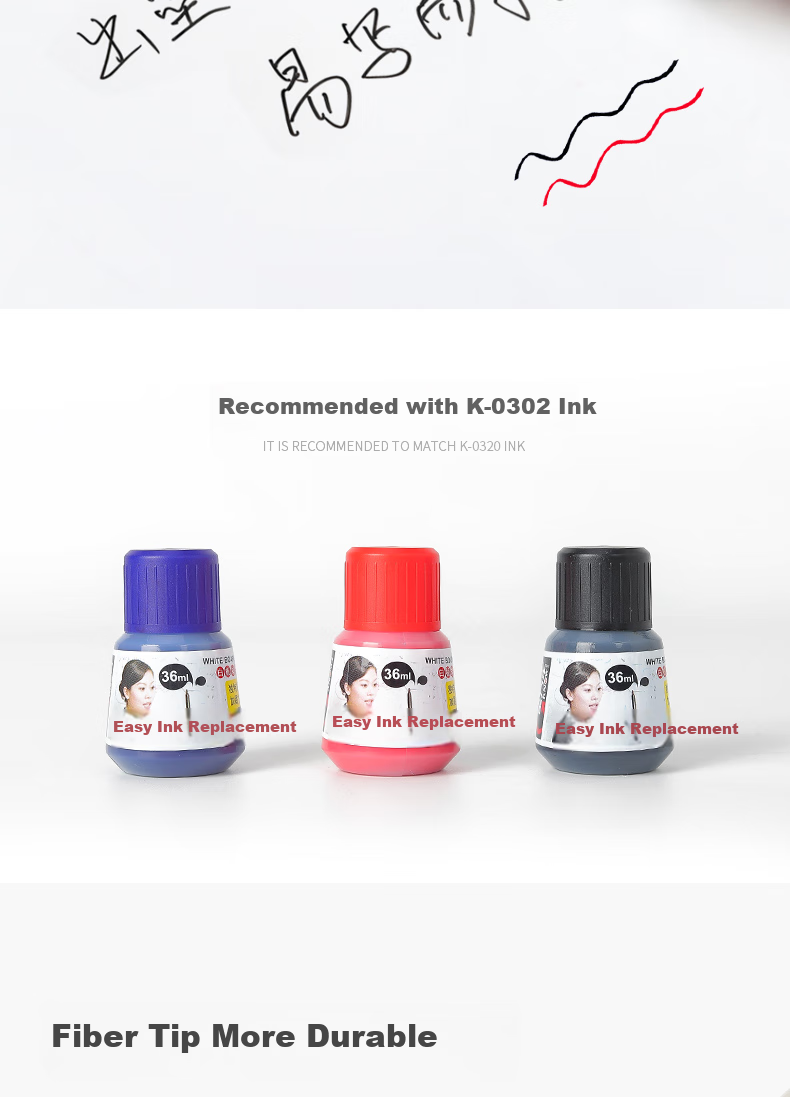 Genvana Black Refillable Whiteboard Markers, 10 Pcs/box, for Office Meetings, Erasable, G-634 5