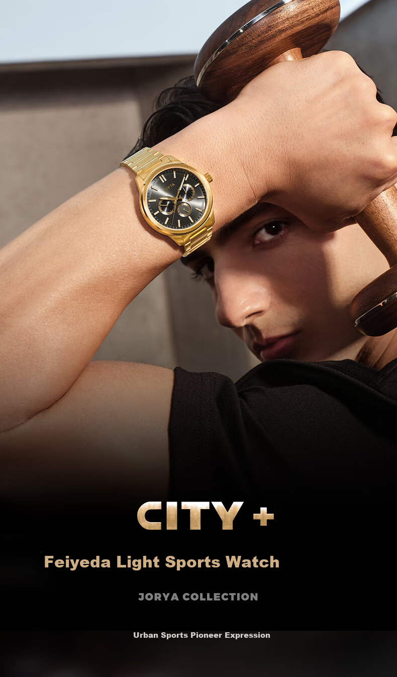 FIYTA Zhuoya Series CITY+ Light Business Multifunctional Men's Watch Black Dial Steel Strap 1
