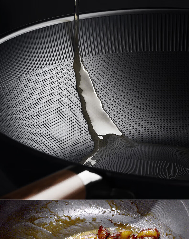 KOBACH Non-Stick Wok, Bionic Pan for Frying, Stir-Frying, Boiling And Stewing, Household Stainless Steel Pan, Compatible with Induction Cooker And Gas Stove, 30cm 1