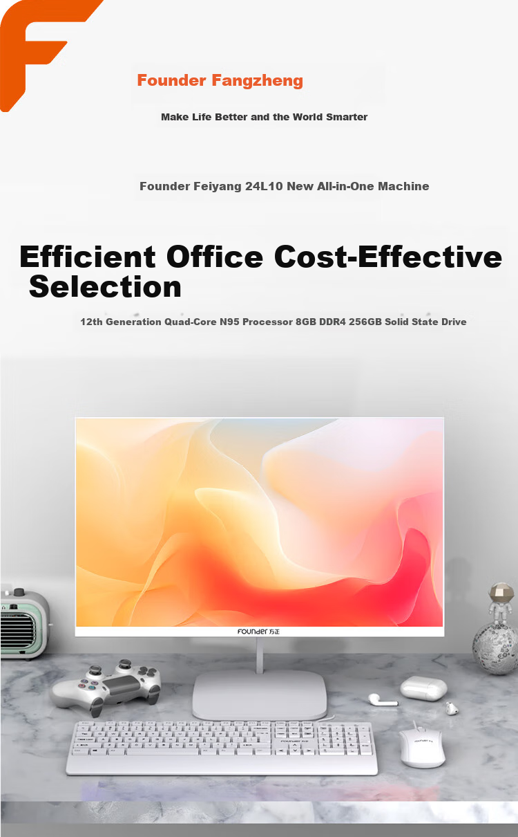 Founder 23.8-Inch All-In Desktop Computer, Commercial And Home Office Use (New Four-Core N95, 8GB RAM + 256GB SSD, IPS-ADS Screen) 1
