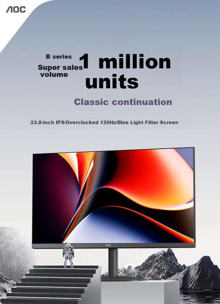 AOC [Series Sold over 1 Million Units] 23.8-Inch 120Hz HDMI Low Blue Light Flicker-Free HDR Ultra-Thin Energy-Saving Office Computer Monitor 24B35H 1