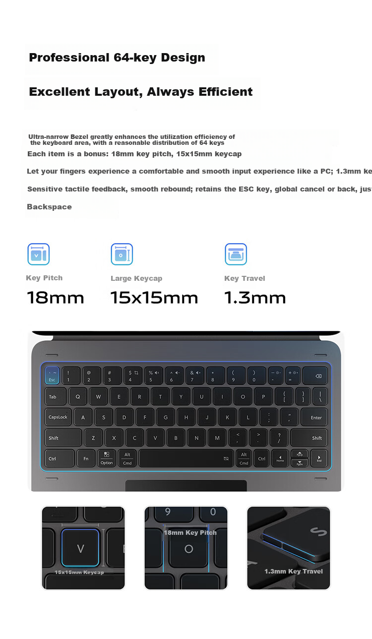 Vivo Pad2 Smart Touch Keyboard 2, New Moon Gray, Compatible with Vivo Pad2 Tablet 3