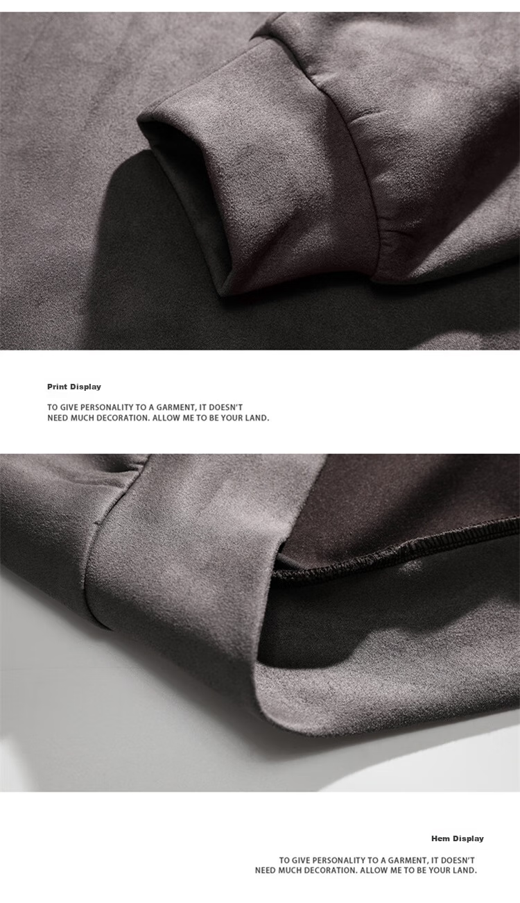 Dingfengbaoluo Men's Sweatshirt, Spring And Autumn Fashion Brand, Loose Round Neck Top, Suede American Retro Long Sleeve DFL04 Coffee Color L 6
