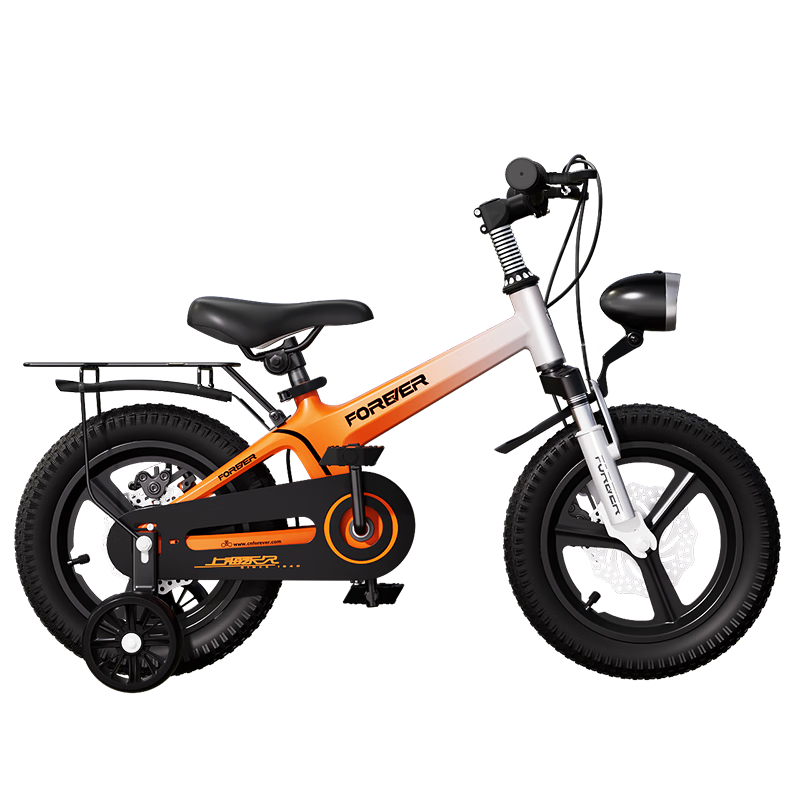 FOREVER Children's Bicycle for Ages 3-6 with Training Wheels, Boys And Girls Bike, Magnesium Alloy Pedal Bike, 16-Inch Orange