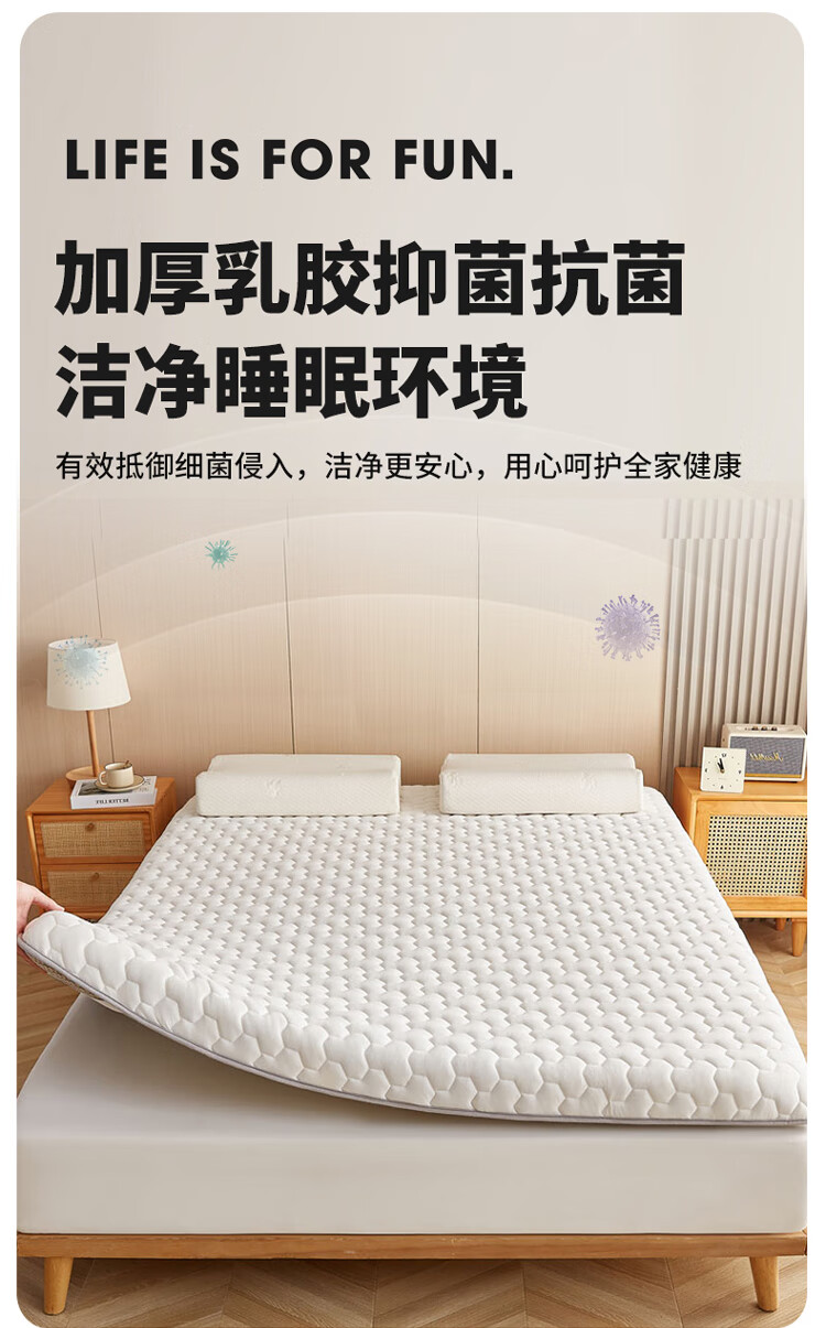 Wuyingongfang, Mu Yin Liangpin Textile Subsidiary Natural Latex Mattress, 1.5x2 Meters, Bed Pad, Floor Mat, Sleeping Pad, Gbai (White) 5