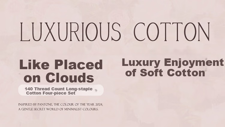 Fuanna 140-Thread Count Double-Ply Long-Staple Cotton Four-Piece Set Luxury Hotel Grade A Bedding Set for 1.5m Bed 1