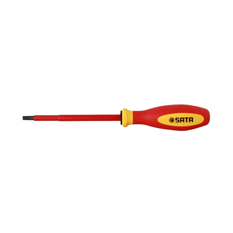 SATA G Series Dual-Color Handle Flathead Screwdriver, Slotted Screwdriver, 2.5x75MM, 61311
