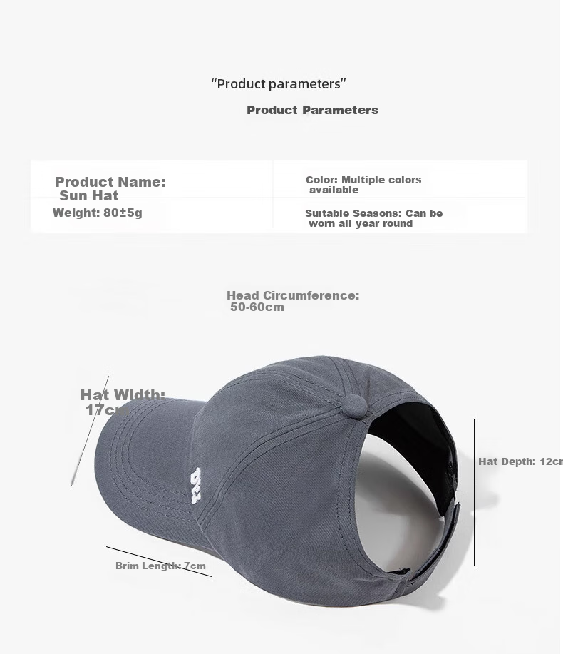 YUZHAOLIN Baseball Cap, Women's Summer Sun Hat, Visor Hat for Men, Sun Protection Hat for Women, Breathable Peaked Cap, Can Be Tied into High Ponytail 7