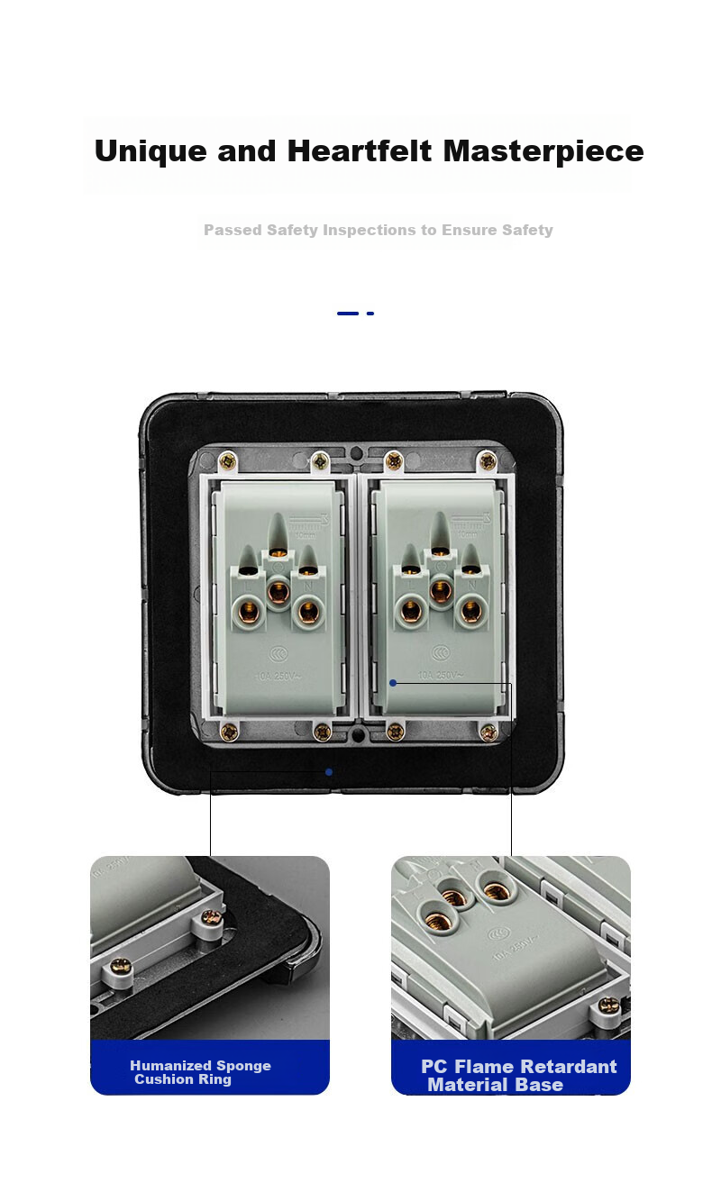 FDD Floor Socket, Hidden Flat Push-Type Floor Socket, Ultra-Thin Sliding Cover, Stainless Steel Waterproof Push-Pull Floor Socket Box, Silver, Five Holes 10