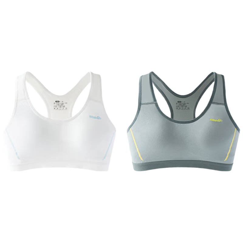 Meishianxuan [2-Pack] Underwear for Middle And High School Students, Girls' Bra, Student Sports Anti-Shock Bra, Youth Fixed Cup Thin Style
