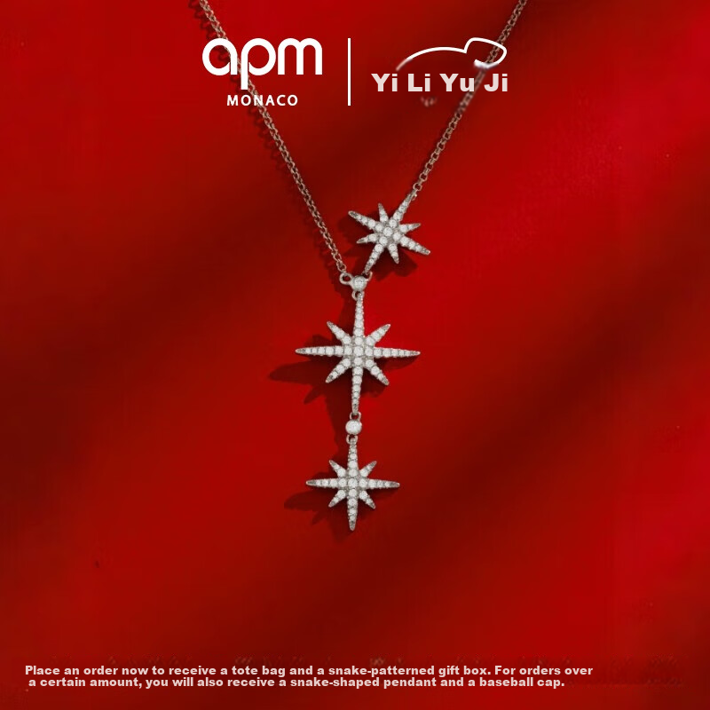 APM Monaco Hexagram Necklace Sweater Chain for Women, Luxurious High-End Collarbone Chain, Gift for Wife