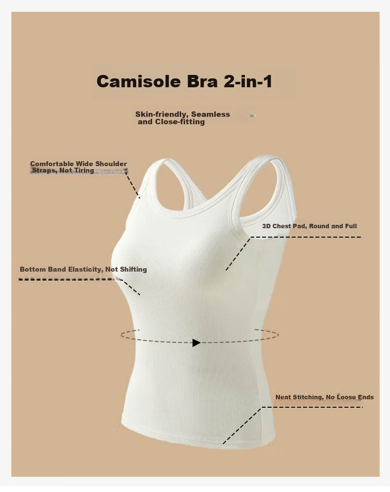 LangSha Women's Camisole Tank Top with Built-In Bra Pads, Thin Summer Undershirt Vest, Sleeveless Sports Bra, Long Style for Layering Or Outer Wear 4