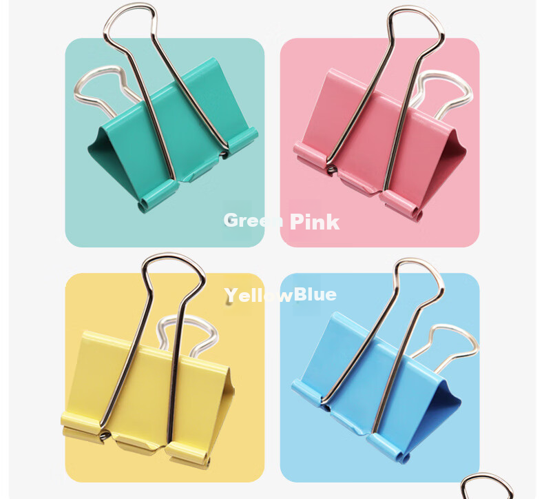 LISON 19mm Colorful Binder Clips, Metal Paper Clips, Four Colors, 40 Pieces, Office Stationery, Clips 75 Sheets of Paper, Bill Clips, Receipt Clips, File Clips 8