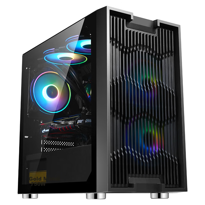 SAMA Pingtouge M7 Mini Compact Gaming PC Case, Front Panel Cutout for Cooling, Tempered Glass Side Panel, Supports M-ATX Motherboard, U3 Drive Bay, Cable Management, Power Supply Compartment