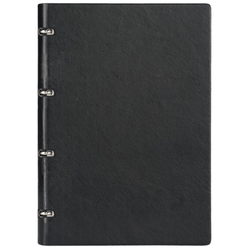 Xuchenwenju A4 Black 4-Ring Loose-Leaf Notebook, Large Notebook with 80 Sheets And 160 Pages, Leather Cover, for Business Office Meetings, Detachable, Customizable Logo Available for Organizations And Enterprises