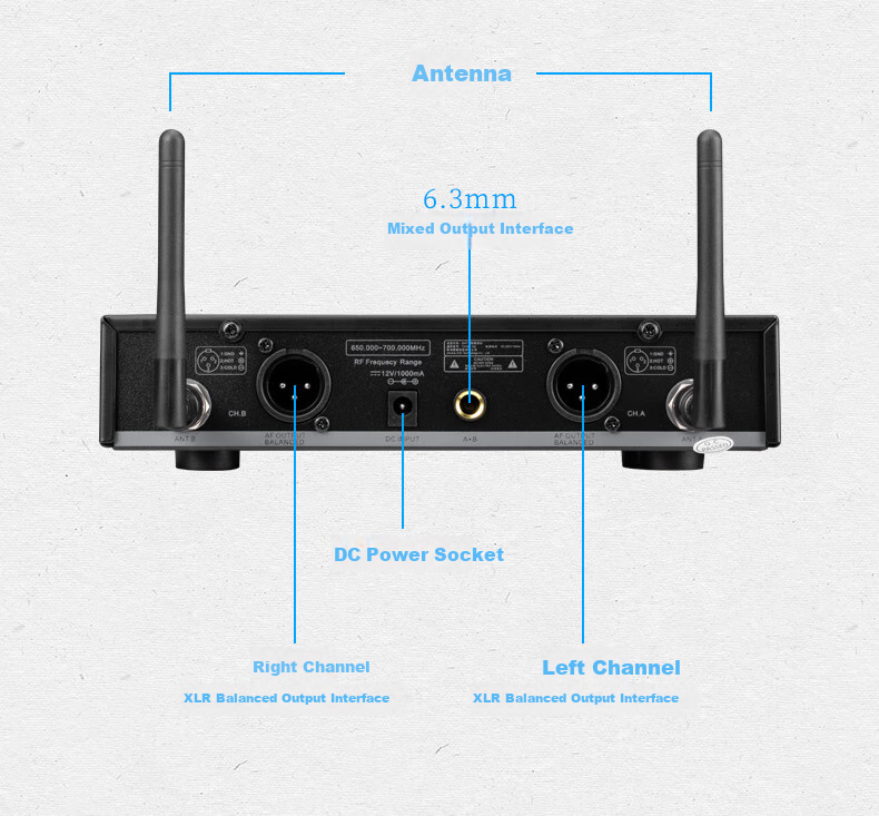 HiVi UH820 Home KTV Sound System UHF Wireless Microphone Set, Wireless Microphones One-To Combination, Singing Karaoke Meeting Speech Mobile TV Karaoke Accessories 6