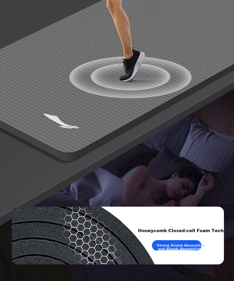 Li-Ning Yoga Mat for Men, Fitness Mat, Non-Slip Shock-Absorbing Aerobics Soundproof Exercise Thickened Home Use Sit-Up Dance Mat 11