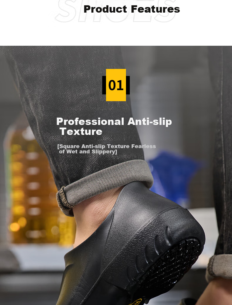 LAOGUANJIA Chef Shoes, Non-Slip, Waterproof, Oil-Resistant, Kitchen Work Anti-Slip Shoes, Lightweight, High-Elasticity, Canteen And Restaurant Work Shoes, SRC 45 4