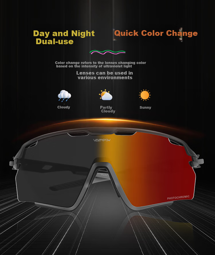 VOZAPOW Cycling Glasses with Photochromic Lenses for Day And Night Use, Road Bike Goggles, Outdoor Sports Running Hiking Glasses for Men And Wome 4