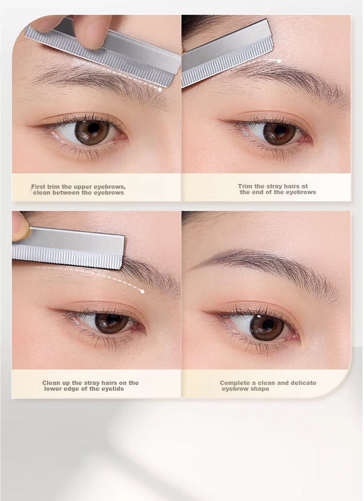 Goood New Stainless Steel Eyebrow Razor Blades for Beauty Salons (30 Pieces + Blade Holder), for Women's Eyebrow Shaving And Men's Eyebrow Trimming 16