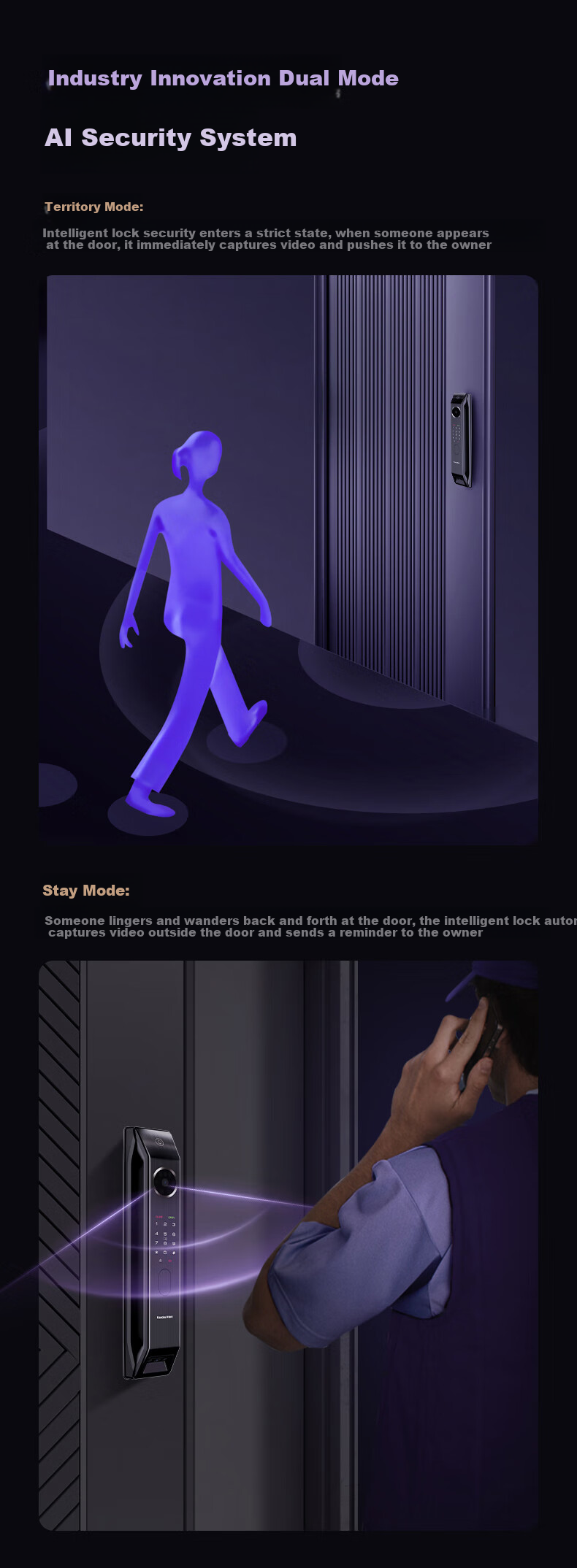 KAADAS Smart Door Lock, Dual-Camera Facial Recognition with Visual Peephole And Large Screen Fingerprint Lock, P30 Pro Max Dual-Camera AI Versio 3