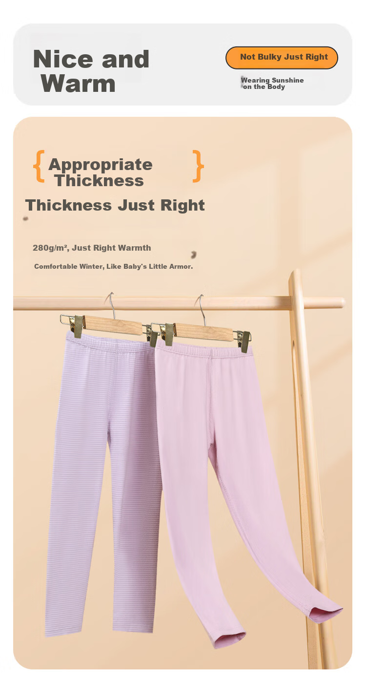 Hodohome Children's Autumn Long Johns for Boys, 3A Antibacterial Fleece Thermal Pants, Class A Seamless Cotton-Padded Sleepwear, 2-Pack, Size 170 4
