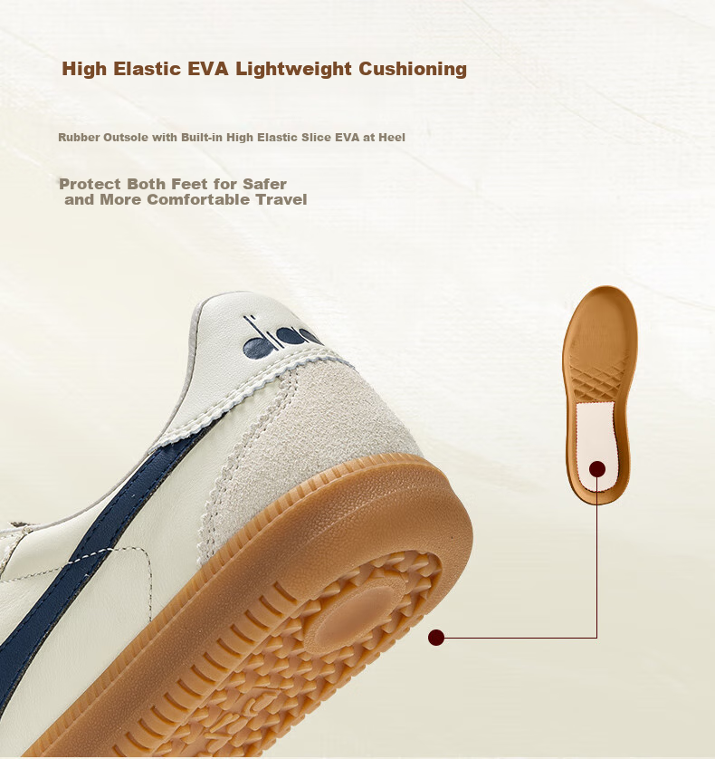 Diadora Men's And Women's Versatile Low-Top Casual Sneakers Saunter OG Beige/blue 37 19