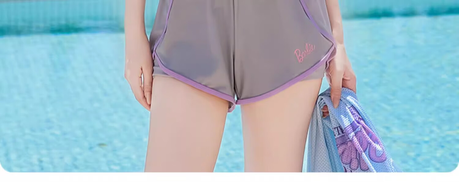 Barbie Conservative Two-Piece Swimsuit Set for Women, Hot Spring And Beach Vacation Swimwear, Plus Size Elegant Slimming Swimwear 3