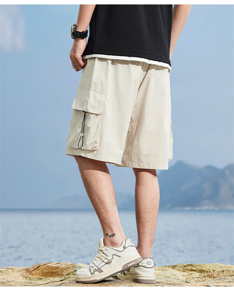 JEEP Men's Shorts, Summer Loose Casual Five-Point Cargo Pants, APK660, Black, XL 15