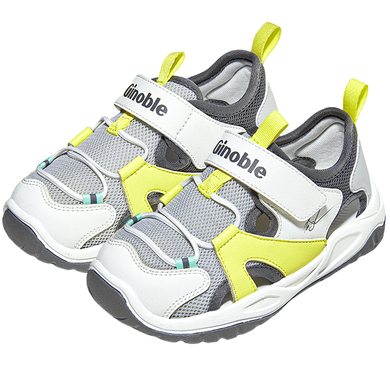 Ginoble Baby Walking Shoes Summer Boys and Girls Comfortable Breathable Sandals Beach Shoes GW1741 Light Gray/White