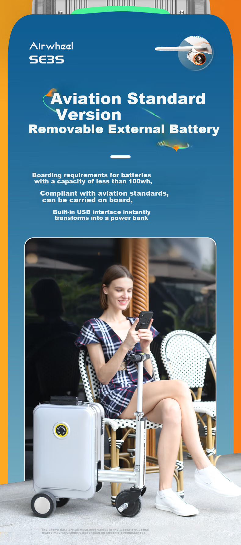Airwheel Smart Electric Luggage Scooter 20-inch Telescopic Aluminum Frame Carry-on Case 11