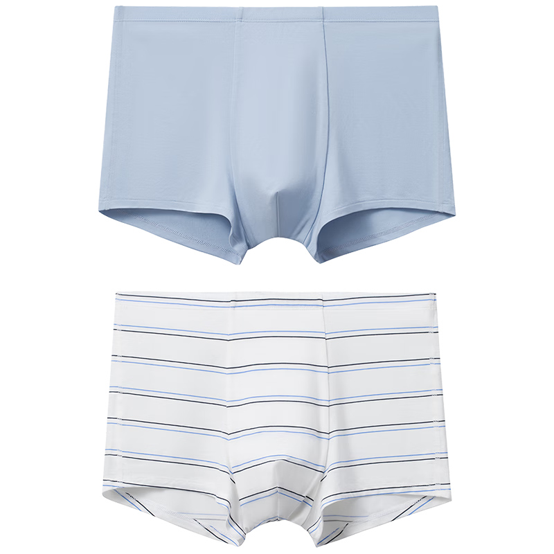 Aimer Kids Tiered Boys' Underwear Stage 3 Youth Modal Antibacterial Mid-Rise Boxer Briefs 2-Pack Sky Blue 165