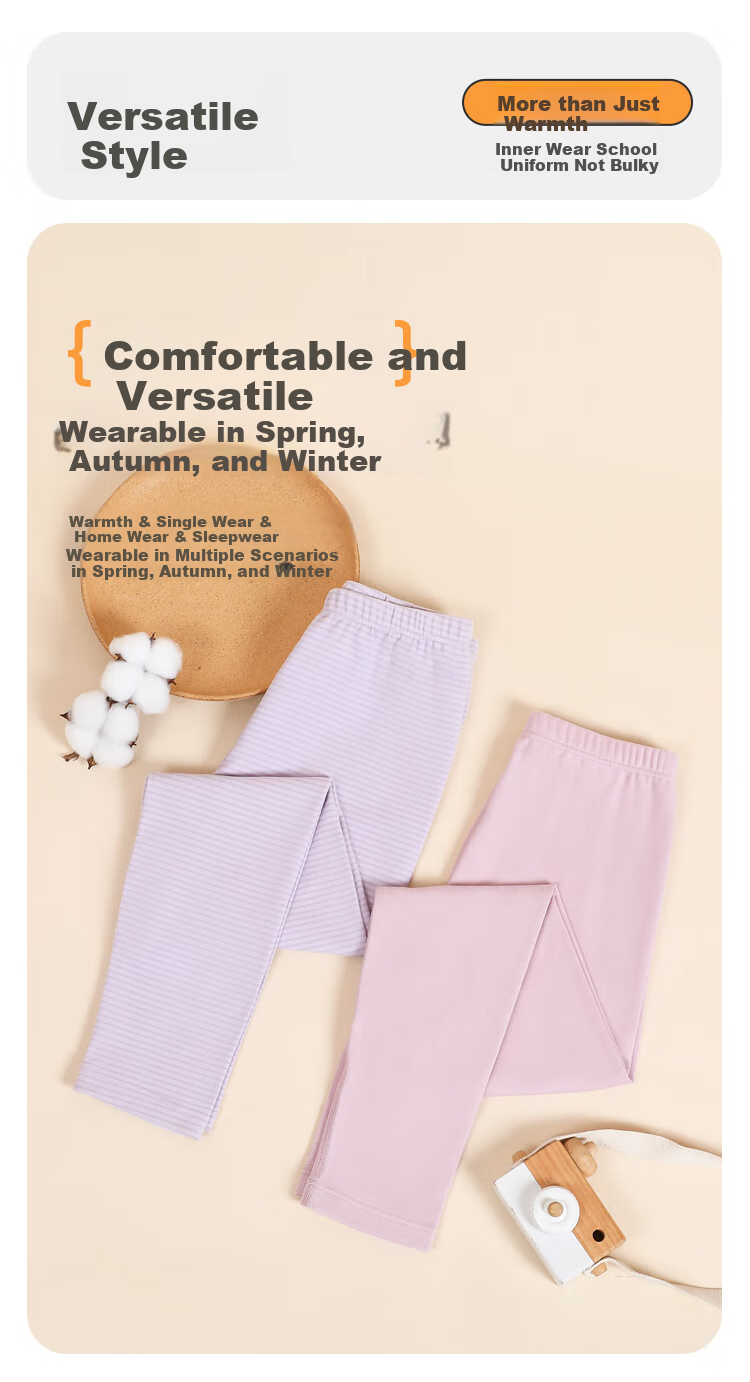 Hodohome Children's Autumn Long Johns for Boys, 3A Antibacterial Fleece Thermal Pants, Class A Seamless Cotton-Padded Sleepwear, 2-Pack, Size 170 6