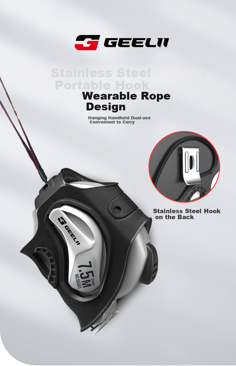 GeeLii 5-Meter Steel Tape Measure, Household Steel Measuring Tape with Case, Carpenter's Ruler for Renovation Measurement, 55160 9