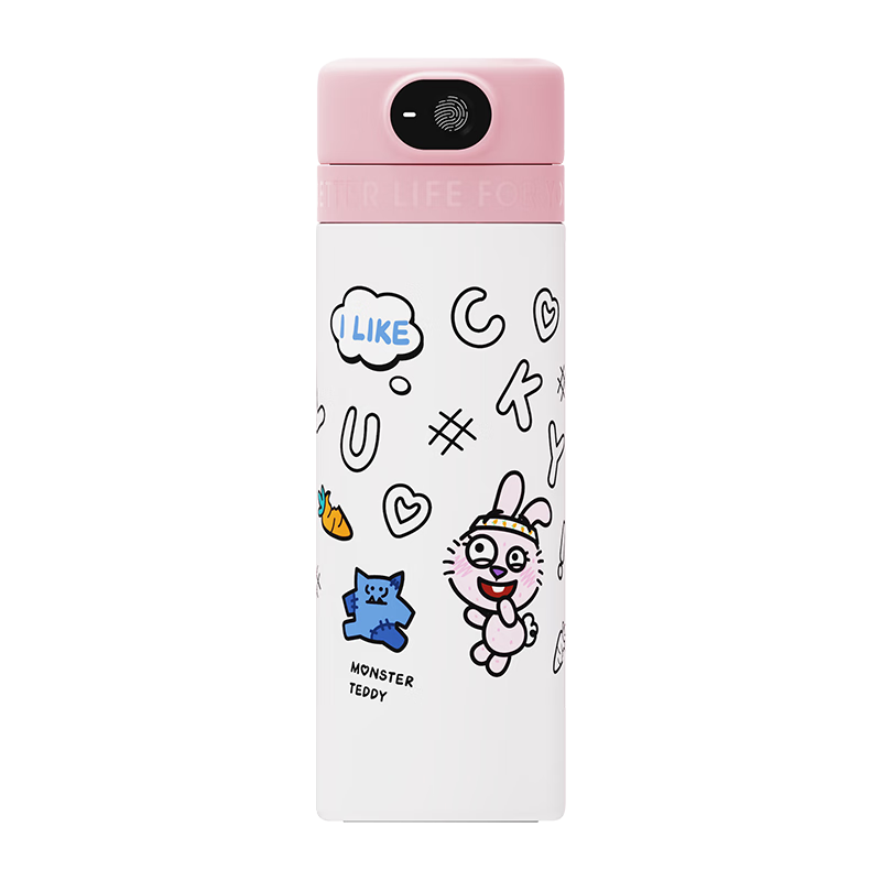 Fuguang Smart Fingerprint Cup, Unlock Password, Children's Thermos Cup, Student 316L Straw Water Bottle, Gift for Boys And Girls