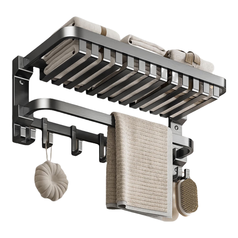 Cobbe Bathroom Storage Rack, Toilet No-Drilling Towel Holder, Space Aluminum Organizer Hooks