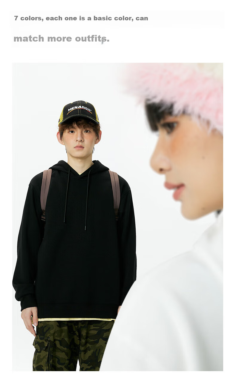 MINISO Thickened Lamb Fleece Hoodie Men's Winter Cold-Resistant Warm Heavyweight Versatile Pullover Light Beige XL 6