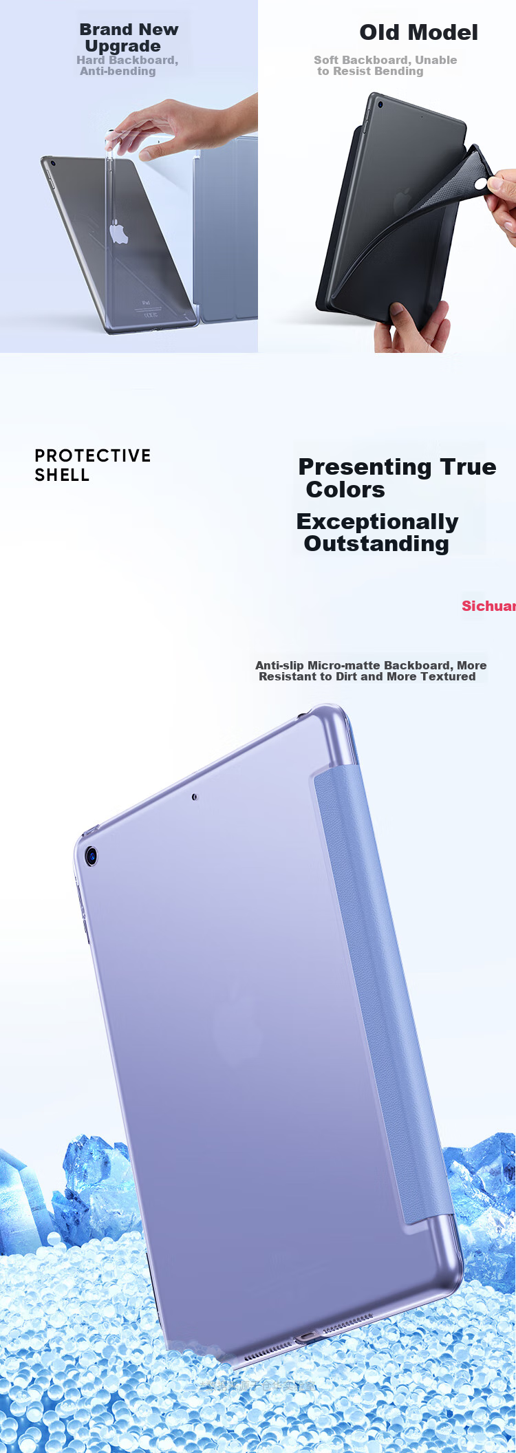 CangHua IPad Case for IPad 9/8/7, Compatible with 10.2-Inch 2021/2020/2019 Models, Tri-Fold Stand, Full Protection Shockproof Cover for Apple Tablet 3
