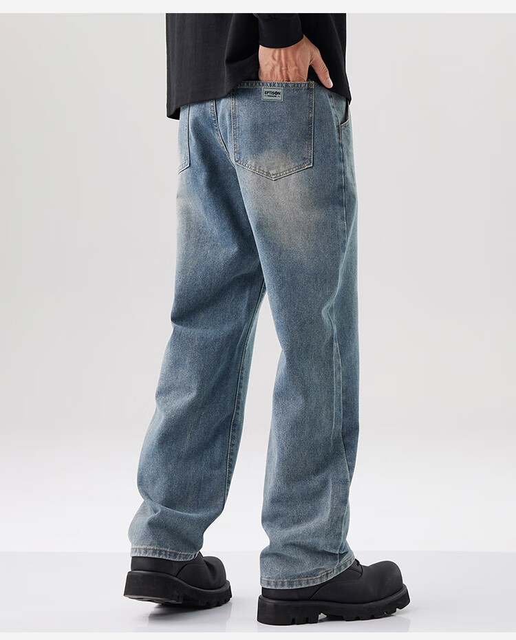 Yipintiancheng Fashion Straight-Leg Jeans for Men, 2025 Autumn Vintage Wide-Leg Pants, Loose-Fitting Trendy Versatile Long Trousers for Me 7