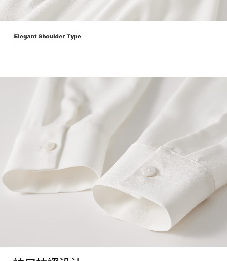 Sentubila Chiffon Blouse for Women, Spring And Autumn Elegant Office V-Neck Shirt, Slimming Loose Long-Sleeve Top, Off-White, M 25