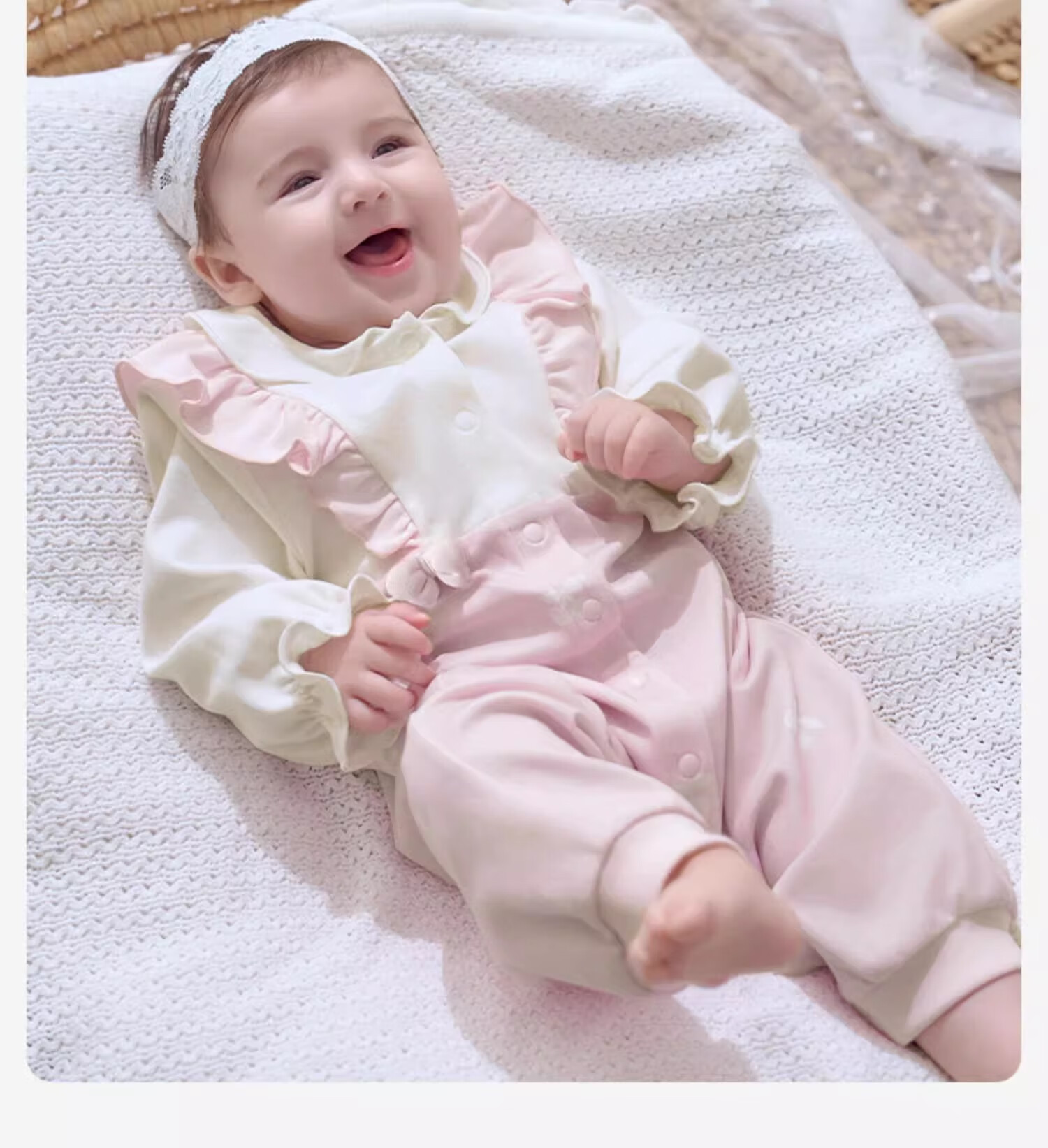 David Bella Newborn Spring Cotton Romper Baby Girls Faux Two-Piece Jumpsuit 8