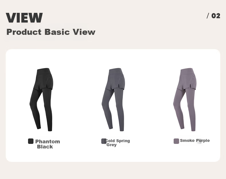CAMEL Fleece-Lined Faux Two-Piece Fitness Pants for Women, High-Waisted Tight Running Trousers Y24CA4L0612 Phantom Black S 12