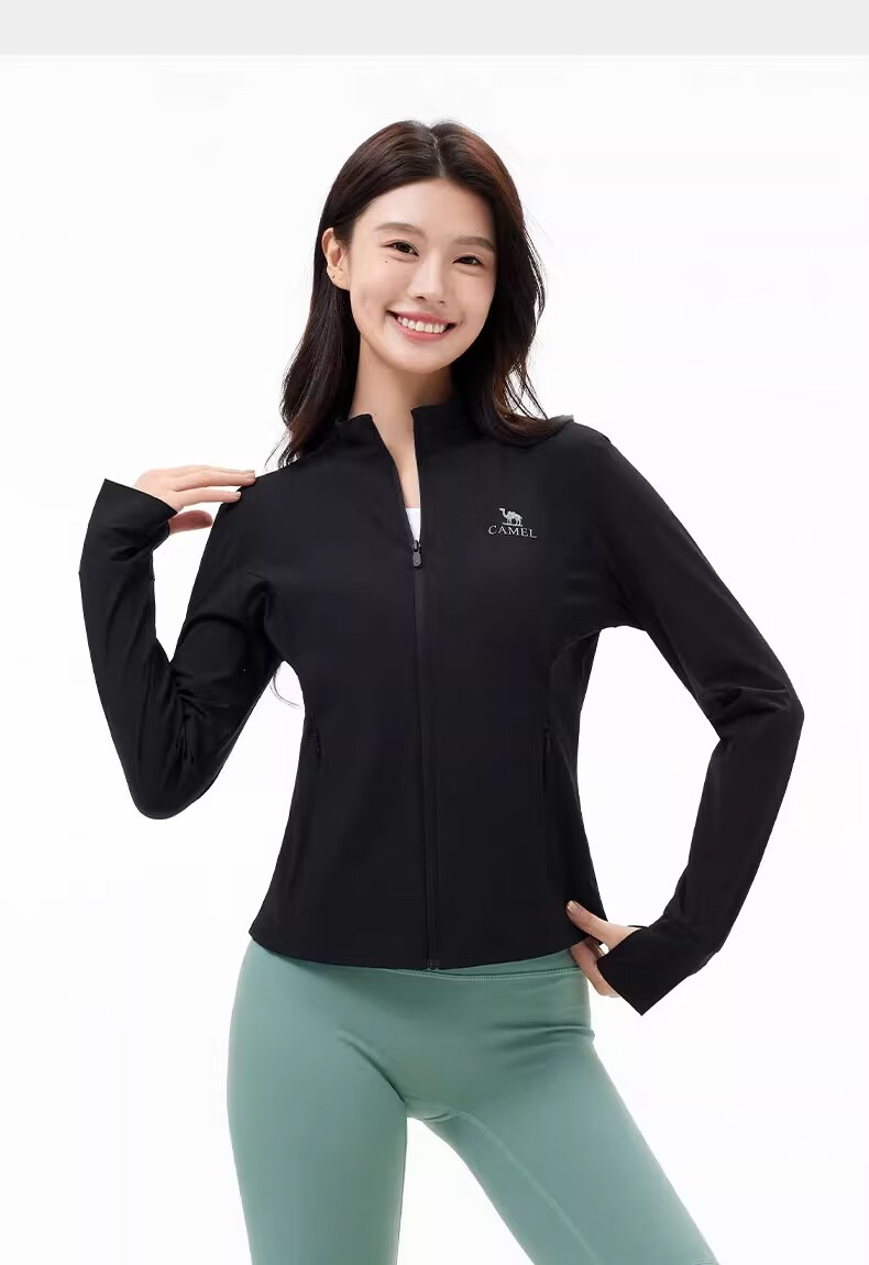 Camel Women's Outdoor Light-Colored Skin UV Protection Stand Collar Original Yarn Sun Protection Jacket Spring Summer New Lightweight Coat 14